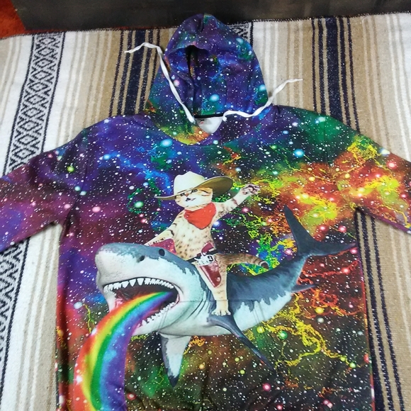 PULL OVER HOODIE CAT ALL OVER  GRAPHICS ADULT 2XL - Picture 1 of 13